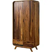 MASSIVMOEBEL24.DE MASSIVMOEBEL24 Kleiderschrank Sheesham 90x45x180 dunkelbraun lackiert MAILAND #210
