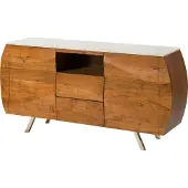 MASSIVMOEBEL24.DE MASSIVMOEBEL24 Sideboard Akazie 154x40x75 natur lackiert / Marmor weiß MONTREAL #126