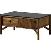 MASSIVMOEBEL24.DE Couchtisch Mango 100x60x45 braun geölt / dunkler Granit LOS ANGELES #105
