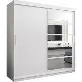 Minio , Kleiderschrank "Roma 1", Schiebetürenschrank, 200cm, Weiße Farbe