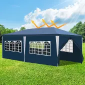 Izrielar Partyzelt Pavillon Komplettset mit Dach, Seitenwänden, Reißverschluss & Erdnägeln 3x6m Blau
