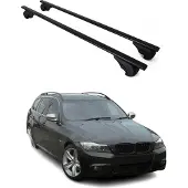Omtec Dachgepäckträger für BMW 3er E91 Touring, Baujahr 2004-2012, aus schwarzem Metall