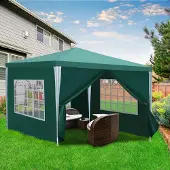 SWANEW Pavillon Camping Festzelt Wasserdicht Partyzelt Stabiles hochwertiges 3x3m Grün
