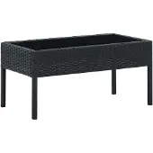 ZMH Gartentisch Schwarz 75x40x37 cm Poly Rattan