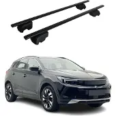 Omtec Dachgepäckträger, Querstange, für Opel Grandland, Baujahre 2021-2023, schwarzes Metall, mit ABE
