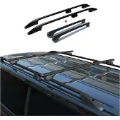 Omtec Dachreling + Dachträger SET für Renault Kangoo 1996-2007 L1 Alu Schwarz 4tlg