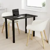 AKKE Stein Black Fosil Tisch mit schwarze beine LxBxH: 80x60x74 cm