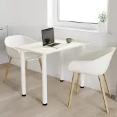 AKKE Vanille Esstisch mit weiße beine LxBxH: 90x60x74 cm