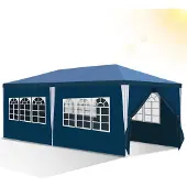 HENGDA Pavillon Wasserdicht – Terrassenpavillon mit Verbolzung, perfektes Gartenzelt für Partys Blau 3x6m
