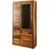 MASSIVMOEBEL24.DE MASSIVMOEBEL24 Vitrine Sheesham 109x40x202 walnuss gewachst TORONTO #211