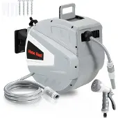 Fiqops Faziango Schlauchtrommel Automatik 30M Wasserschlauchaufroller Schlauchaufroller Gartenschlauchaufroller Wasserschlauch 180° schwenkbar Wandhalterung