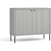 AX Living Kommode Grau Irelis 105 cm Schwarz Griffe Modern
