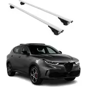 Omtec Dachträger Gepäckträger für Alfa Romeo Tonale 2022-2025 Grundträger Metall Grau