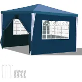 Fiqops Pavillon Camping Hochzeit Partyzelt Gartenpavillon Festzelt PE Plane 3x3m Blau