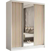 AX Living Cabinio Schwebetüren Kleiderschrank Weiß Eiche Artisan 180