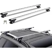 Happyment Dachträger Universal – Anti-Diebstahl System – Aluminium – Geeignet für Gepäckträge