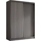 Masseno Schiebetürenschrank LAMELLO 160 cm Kleiderschrank Schlafzimmer Schrank 2-türig mit Lamellen Grau