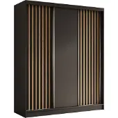 AX Living Cabinio 180 Schwebetürenschrank Schwarz mit Artisan Lamellen
