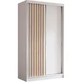 Masseno Schiebetürenschrank LAMELLO 120 cm Kleiderschrank Schlafzimmer Schrank 2-türig mit Lamellen Weiß