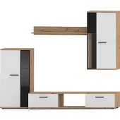 AX Living Hochwertige Wohnwand Formilo - 240 cm – Eiche Artisan Weiß