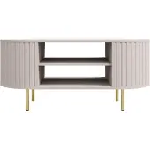 AX Living Kaffetisch Halay Beige, Moderne Rillenstruktur 100 cm, mit runden Kanten