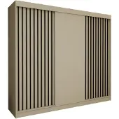 AX Living Cabinio Schwebetürenschrank Beige 240 cm Schwarze Lamellen