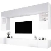 3Xeliving Wohnwand Weiß, Breite: 300 cm, Höhe: VERSTELLBAR cm, Tiefe: 42 cm
