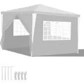 Fiqops Pavillon Camping Festzelt Wasserdicht Partyzelt Stabiles hochwertiges 3x3m Weiß