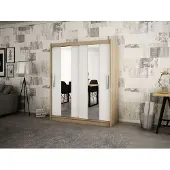 Minio Kleiderschränk 200 cm POLE Sonoma Eiche / Weiß matt