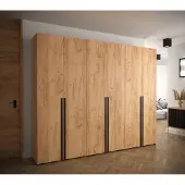 Minio Kleiderschränk 300 cm MANHATTAN Oak Craft Gold + schwarzer Griff