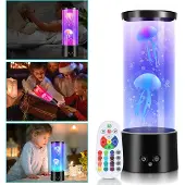 Fiqops LED Quallen Nachtlichter Wassertank Lava Lampe RGB Quallenlampe Schlafzimmer Künstliche