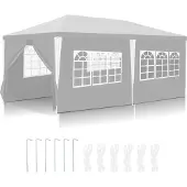 Aopunly Pavillon Partyzelt mit 4 Seitenwänden Reißverschlusstür Fenster 3x6m, weiß