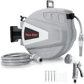 Izrielar Schlauchtrommel Automatik 30M Wasserschlauchaufroller Schlauchaufroller Gartenschlauchaufroller Wasserschlauch 180° schwenkbar Wandhalterung