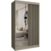 AX Living Cabinio Kleiderschrank Beige Schwebetürenschrank Lamell 120