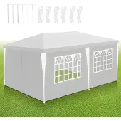 Izrielar Pavillon Partyzelt mit Seitenwänden, Reißverschlusstür & Fenstern, wetterfest, 3x6m Weiß