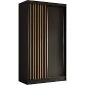 AX Living SCHWEBETÜRENSCHRANK Cabinio Schwarz Eiche Artisan 120/216/61 cm – Modern, mit Lamellen
