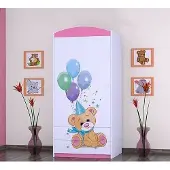 BDW Kleiderschrank, 2 Türen, 2 Schubladen, Garderobenschrank, 180x90 cm, Rosa