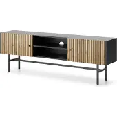 AX Living TV Bank schwarz Dinley – 155 cm Lowboard Eiche Modern