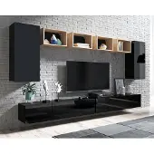 AX Living Möbel für Wohnzimmer Kossana 35 Design Goldene Eiche/Schwarz