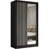 AX Living Modern Kleiderschrank Schwarz mit Spiegel Cabinio 120 cm