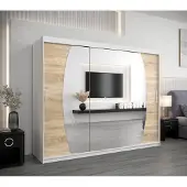 Minio Kleiderschränk 250 cm ELYPSE Weiß matt / Sonoma Eiche