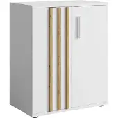 AX Living Kommode Schmal Turell 2T – 60 cm breit, Weiß mit Lamellen
