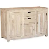 MASSIVMOEBEL24.DE MASSIVMOEBEL24 Sideboard Akazie 130x45x85 white stone getüncht NATURE WHITE #86