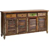 MASSIVMOEBEL24.DE MASSIVMOEBEL24 Sideboard Altholz 183x42x90 mehrfarbig lackiert FABLE #17