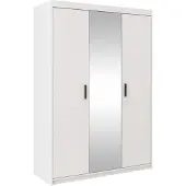 AX Living Storicos 3T 3-türiger Kleiderschrank mit Spiegel Weiß 133 cm