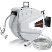 Jayseuw 20 Meter Wand Schlauchtrommel Schlauchaufroller Wasserschlauchaufroller Schlauchbox Automatik (20 m) Grau