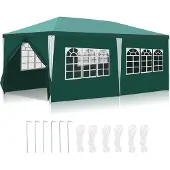 Izrielar Pavillon Partyzelt mit Seitenwänden, Reißverschlusstür & Fenstern, wetterfest, 3x6m Grün