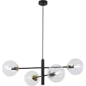 Light11 HOME Vicenza Schwarz-Gold-Hängelampe 4 Flache Klarlampen E14