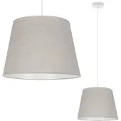 Light11 HOME Hängelampe, Leinenkegel, weiß, 1 flacher, hellbeiger Lampenschirm, L02 38cm
