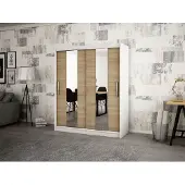 Minio Kleiderschränk 180 cm Weiß matt / Sonoma Eiche